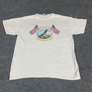 VTG MO Knits T Shirt Mens Large White Short Sleeve Proud American Eagle Patriot‎